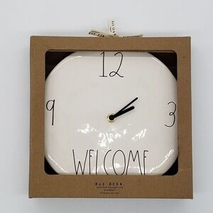 Rae Dunn Artisan Collection Welcome 9 Inch Ceramic Wall Clock New